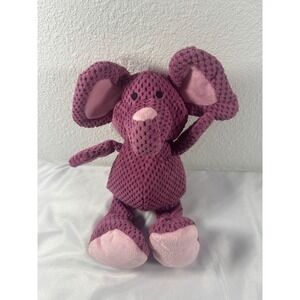 goDog Checkers Elephant Purple Plush Squeaker Dog Toy Chew Guard Technology